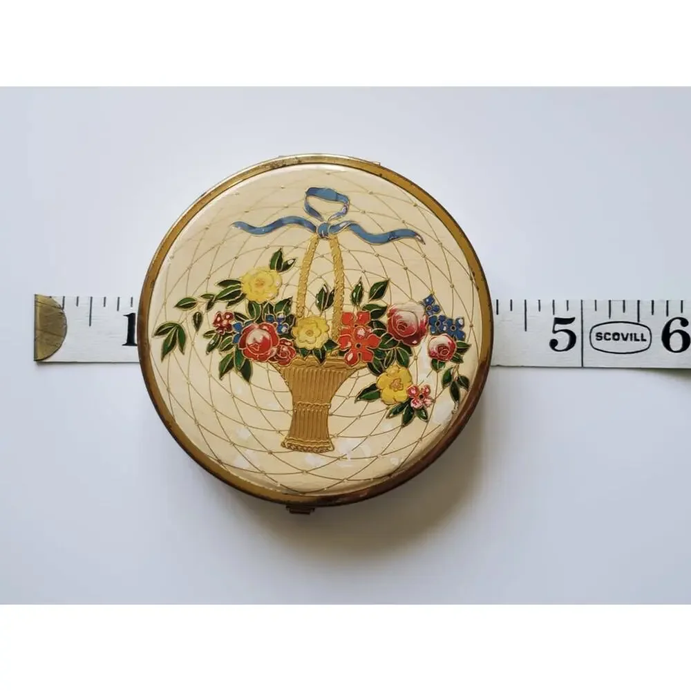 Vintage Houbigant Floral Basket Compact